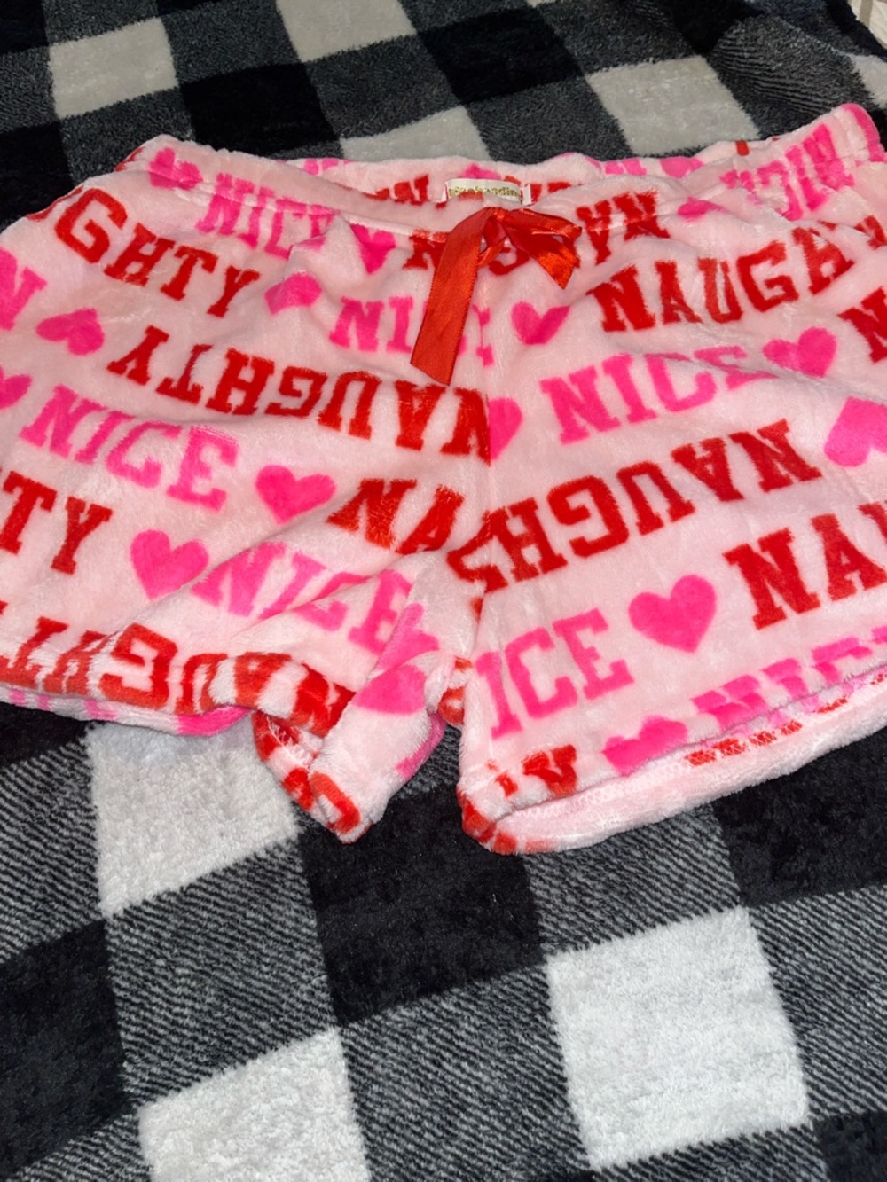 Pink 'Nice Naughty' Plush Sleep Shorts